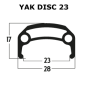 Preview: 29er Felge Schürmann Yak Disc 23 schwarz 36 Loch 23-622