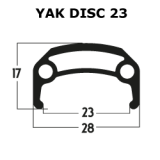 29er Felge Schürmann Yak Disc 23 schwarz 36 Loch 23-622