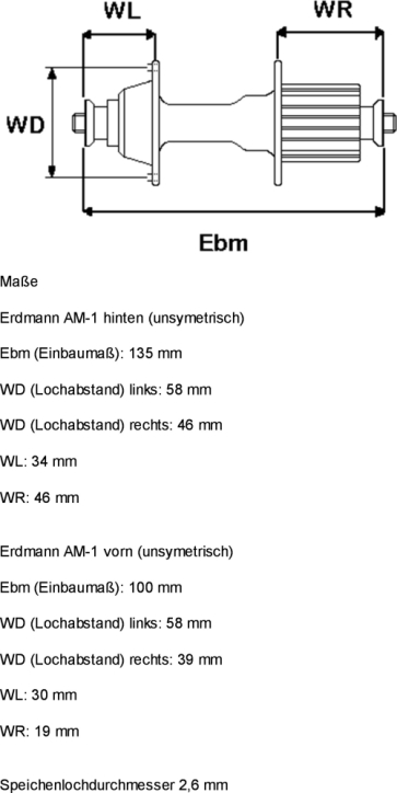 Erdmann Hinterradnabe Erdmann AM-1 türkis eloxiert